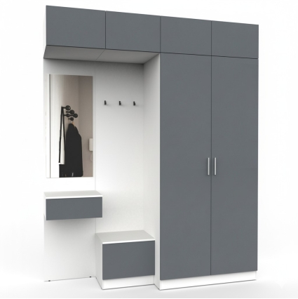 Набор мебели для прихожей "Марсель-262" МР 01-262 В2490 Ш2000 Г580 (ЛДСП Графит серый) Набор мебели для прихожей "Марсель-262" МР 01-262 В2490 Ш2000 Г580 (ЛДСП Графит серый)